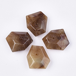 Abalorios de acrílico, estilo de imitación de piedras preciosas, facetados, polígono, camello, 40.5x32x16.5mm, agujero: 2.5 mm