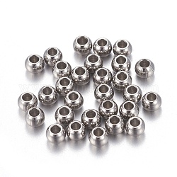 Perles en 202 acier inoxydable, ronde, couleur inoxydable, 2.5x2mm, Trou: 1mm