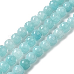 Naturali tinti perle di giada fili, tondo, turchese pallido, 8.5mm, Foro: 0.8 mm, circa 45~46pcs/filo, 14.69''~15.04'' (37.3~38.2 cm)