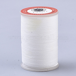 Cordón de poliéster encerado, cordón de micro macramé, cuerda retorcida, redondo, blanco, 1mm, alrededor de 57.96~65.62 yarda (53~60 m) / rollo
