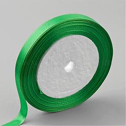 Односторонняя атласная лента, Полиэфирная лента, зелёные, 1/2 дюйм (12 мм), о 25yards / рулон (22.86 м / рулон), 250yards / группа (228.6 м / группа), 10 рулоны / группа