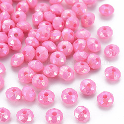 Perline acrilico opaco, ab colore placcato, rondelle sfaccettato, rosa caldo, 6mm, Foro: 1.5 mm, su 6200 pc / 500 g.