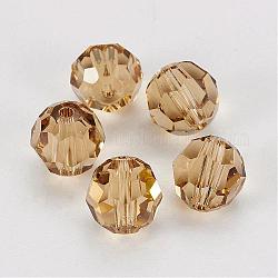 Austrian Crystal Bead Charms Loose Beads, 8mm Faceted Round, Lt.Brown, hole: 1mm