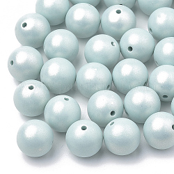 Perle acriliche dipinte a spruzzo, gommato, tondo, turchese pallido, 10mm, Foro: 1.5 mm