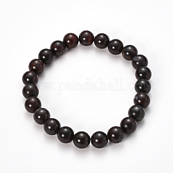 Natural Bloodstone Beaded Stretch Bracelets, Round, 2-1/8 inch(55mm), Bead: 8~9mm