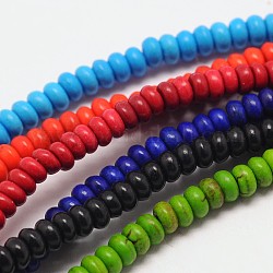 Dyed Synthetical Turquoise Rondelle Bead Strand, Mixed Color, 10x6mm, Hole: 1mm, about 1340pcs/kg
