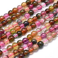 Natural Tourmaline Beads Strands, Round, 3.5~4mm, Hole: 0.5mm, about 123pcs/Strand, 15.55 inch(39.5cm)