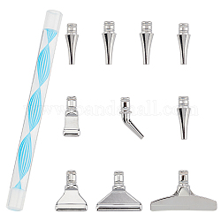 Superfindings 1 set strumento penna per pittura diamante fai da te in lega, con teste di penna raccoglitori di strass in lega da 4 pz, platino, 2.2x3.6x0.6cm