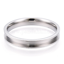 201 ajuste de anillo de dedo ranurado de acero inoxidable, núcleo de anillo en blanco, para hacer joyas con anillos, color acero inoxidable, nosotros tamaño 12 3/4 (22 mm)
