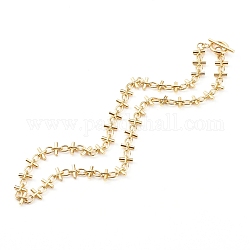 Messing Bar Link Kette Halsketten, mit 304 Edelstahl-Toggle-Haken, golden, 16 Zoll (40.5 cm)