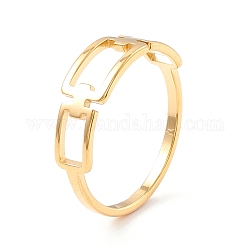 304 anillo de dedo hueco de triple rectángulo de acero inoxidable para mujer, dorado, diámetro interior: 17 mm