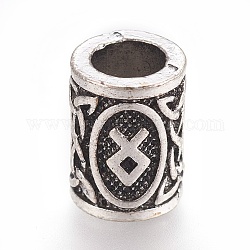 Perline in lega stile tibetano, perline rune vintage, colonna con runa / futhark / futhorc, argento antico, 13.5x10mm, Foro: 6 mm