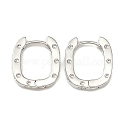 Латунные овальные серьги-кольца в горошек для женщин, платина, 16x13.5x2.5 мм, штифты : 0.8 мм