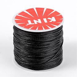 Cordons ronds de polyester paraffiné, noir, 0.45mm, environ 174.97 yards (160 m)/rouleau