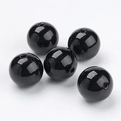 Imitated Pearl Acrylic Beads, Round, Black, 24.5x25mm, Hole: 3mm, about 39pcs/280g