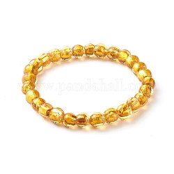 Bracciali elasticizzati con perline di vetro in lamina d'argento fatti a mano, oro, diametro interno: 2-1/2 pollice (6.2 cm)
