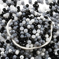Perles en verre, facette, rondelle, noir, 6x5mm, Trou: 1mm, environ 2360 pcs/500 g
