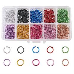 1000pcs 10 anillos de salto de aluminio de colores, anillos del salto abiertos, anillo redondo, color mezclado, 6x0.8mm, diámetro interior: 4.4 mm