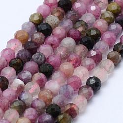 Chapelets de perles en tourmaline naturelle, facette, ronde, 4mm, Trou: 0.5mm, Environ 117 pcs/chapelet, 15.1 pouce (38.5 cm)