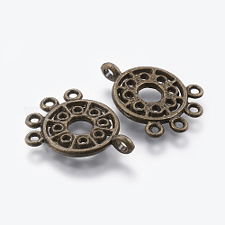 Legierung Kronleuchter Komponenten Verbinder, Flachrund, Antik Bronze, 23x18x2 mm, Bohrung: 2 mm