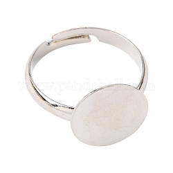 Bases de anillo de almohadilla de latón, sin plomo y níquel y cadmio, ajustable, de color platino, 12mm