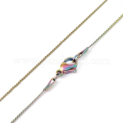 Chapado en iones (ip) 304 collar de cadena serpentina de acero inoxidable para hombres y mujeres, color del arco iris, 17.72 pulgada (45 cm)