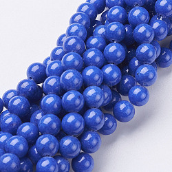 Fili di perline mashan giada tondo naturale, tinto, blu, 8mm, Foro: 1 mm, circa 51pcs/filo, 15.7 pollice