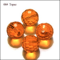 Perles d'imitation cristal autrichien, grade AAA, facetté (96 facettes), ronde, orange, 8mm, Trou: 0.9~1mm