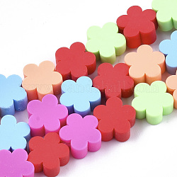 Handmade Polymer Clay Beads Strands, Flower, Mixed Color, 9x9x4~5mm, Hole: 1.5mm, about 40pcs/strand, 14.3 inch