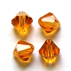 Perles d'imitation cristal autrichien, grade AAA, facette, Toupie, orange, 4x4mm, Trou: 0.7~0.9mm