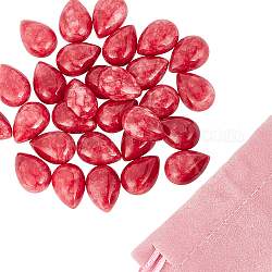Cabochon di giada naturale tinti arricraft 30 pz, lacrima, rosso ciliegia, 18~18.5x13x6.5~7.5mm