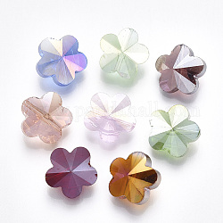 Perline di vetro palccato, ab colore placcato, sfaccettato, fiore, colore misto, 13x13.5x8mm, Foro: 1.2 mm