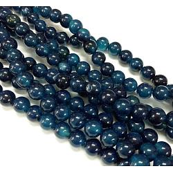 Natural Agate Beads Strand, Round, Dyed, Marine Blue, 8mm, Hole: 1mm, about 48pcs/strand, 14.96inch