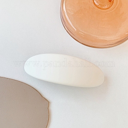 Barrette à cheveux en plastique, avec clip en métal, ovale courbé, blanc, 83mm
