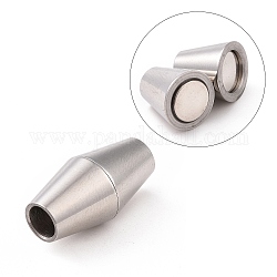 304 Magnetverschluss aus Edelstahl mit Klebeenden, Doppelkegel, Edelstahl Farbe, 17x9 mm, Bohrung: 4 mm