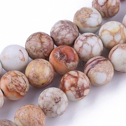 Brins de perles de jaspe impérial naturel, teinte, ronde, burlywood, 8mm, Trou: 1mm, Environ 47~48 pcs/chapelet, 15.1 pouce (38.5 cm)