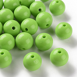Abalorios acrílicos opacos, redondo, verde césped, 16x15mm, agujero: 2.8 mm, aproximamente 220 unidades / 500 g