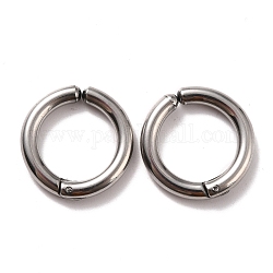 304 Edelstahl-Clip-on Ohrringe, hypoallergene Ohrringe, Ring, Edelstahl Farbe, 19x3 mm