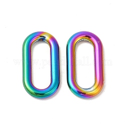 Revestimiento iónico (ip) 304 anillos de unión de acero inoxidable, oval, color del arco iris, 19x10x2.5mm, diámetro interior: 14x5 mm
