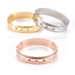 304 Stainless Steel Bangles, with Rhinestone, Mixed Color, 1-7/8 inchx2-3/8 inch(4.9x6.05cm)