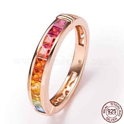 925 anelli in argento sterling, con zirconi color arcobaleno, colorato, oro roso, misura degli stati uniti 8 (18.1mm)
