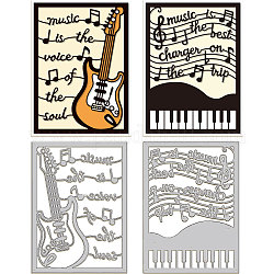 炭素鋼カッティングダイステンシル  DIYスクラップブッキング用  フォトアルバム  装飾的なエンボス紙カード  楽器  147x107x0.8mm  2個/セット