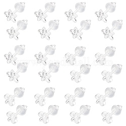 Nbeads 40 Sets 2 Style Tiny Resin Flower & Clover Stud Earrings with Ear Nut for Women, WhiteSmoke, 5.5~6x5.5~6.5mm, Pin: 0.8mm, 20 Sets/style