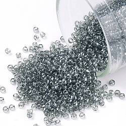 Cuentas de semillas redondas toho, Abalorios de la semilla japonés, (113) brillo transparente de diamante negro, 15/0, 1.5mm, agujero: 0.7 mm, aproximamente 3000 unidades / 10 g