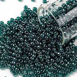 Toho perles de rocaille rondes, Perles de rocaille japonais, (108bd) sarcelle transparente lustrée, 8/0, 3mm, Trou: 1mm, environ 10000 pcs / livre