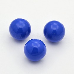 No Hole Spray Painted Brass Round Ball Chime Beads, Fit Cage Pendants, Royal Blue, 14mm
