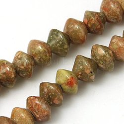 Natural Unakite Beads Strands, Bicone, Colorful, 8x5mm, Hole: 1mm