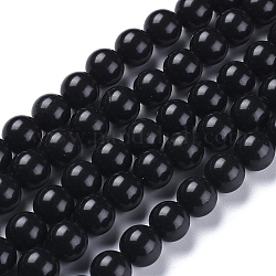Синтетических черный камень бисер нитей, круглые, 8 мм, отверстие : 1 мм, около 48 шт / нитка, 15.16 дюйм (38.5 см)