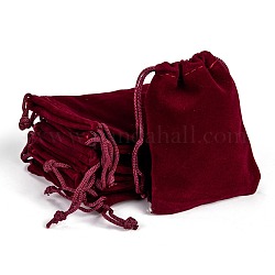 Pochettes rectangle en velours, sacs-cadeaux, rouge foncé, 9x7 cm