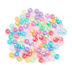 Perles en plastique transparentes, de couleur plaquée ab , baril, couleur mixte, 9x6mm, Trou: 3.7mm, environ 1700 pcs/500 g